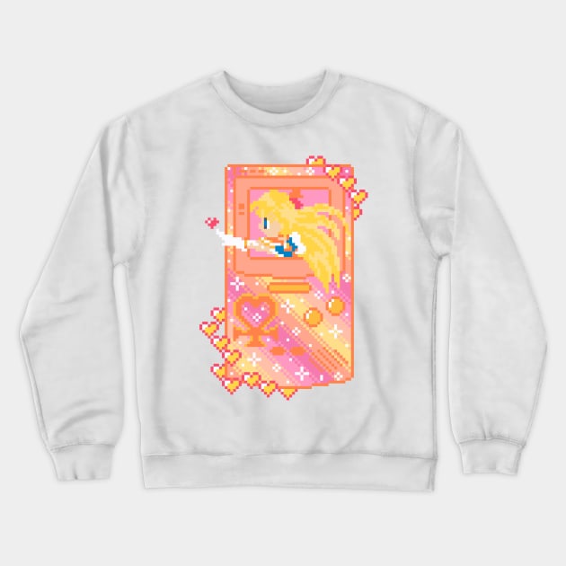 Anime Handheld Pixel Art Crewneck Sweatshirt by AlleenasPixels